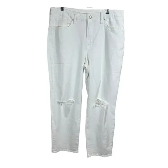 Old Navy White Straight Leg Jeans with Distressed Knees Sz 14 - Picture 1 of 8
